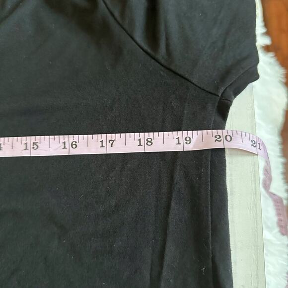 Karen Kane Black V-Neck Soft Knit Fringe Hem Dress Short Sleeve Summer Medium - Picture 7 of 10